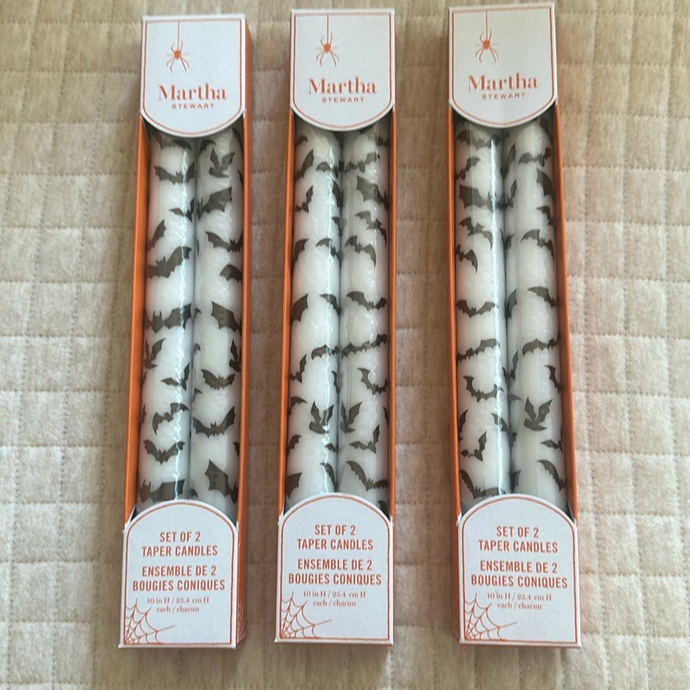 Martha Stewart Taper Candles Halloween Bats 🦇 Halloween 🎃 6 Candles NEW!